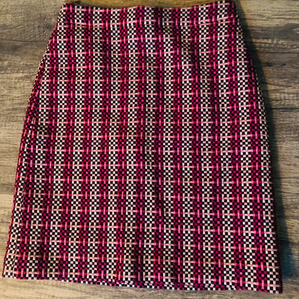 Ann Taylor petites pink checkered skirt